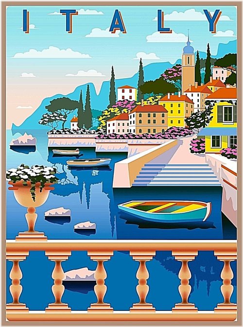 Amalfi Coast Italy Vintage Poster Print