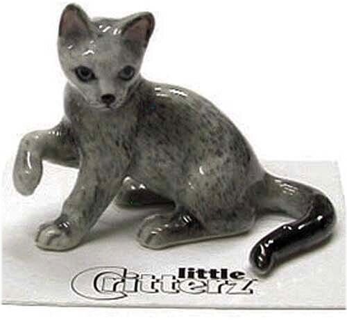 Silver Russian Blue Miniature Feline Statue