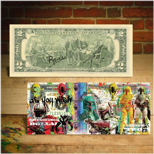 Bounty Hunter Signed $2 U.S. Bill by Rency/Banksy