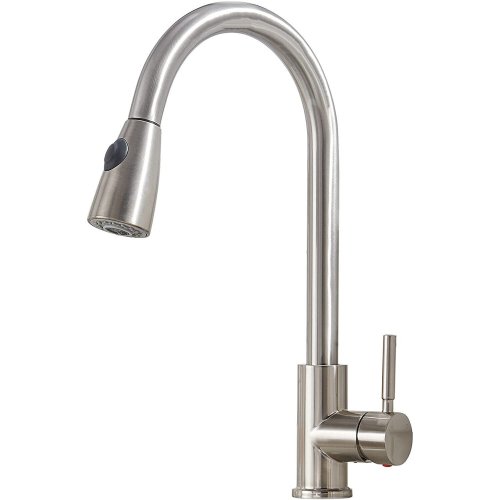 Brushed Nickel Pull-Out Kitchen Faucet with Cover and Sprayer