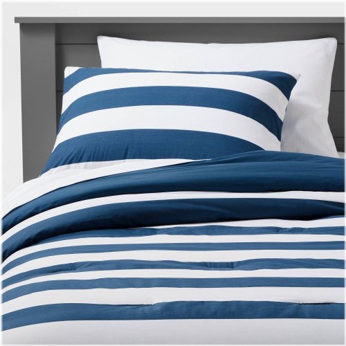 Rugby Stripe Navy Cotton Comforter Set