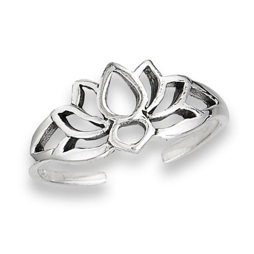 Lotus Silhouette Filigree Sterling Silver Toe Ring Band