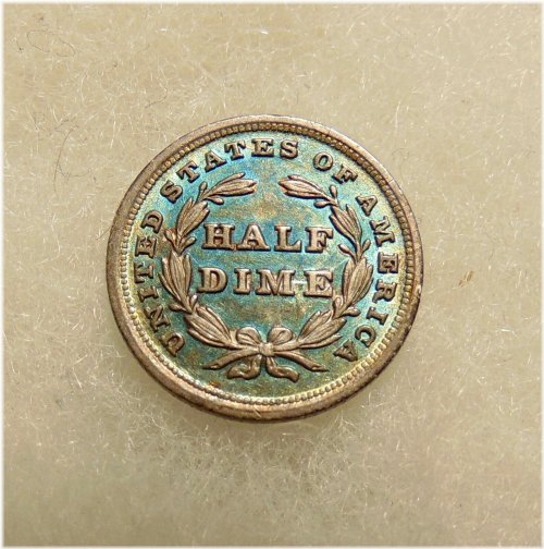 1838 Seated Half Dime - No Drapery Large Stars - Toned AU Coin