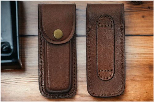 Snap-Button Leather Sheath for 5" Folding Knives