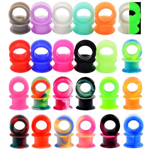 Silicone Double Flared Ear Tunnels Set - 48PCS