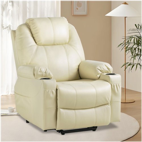 ComfortMax Recliner with Massage and Heat in White