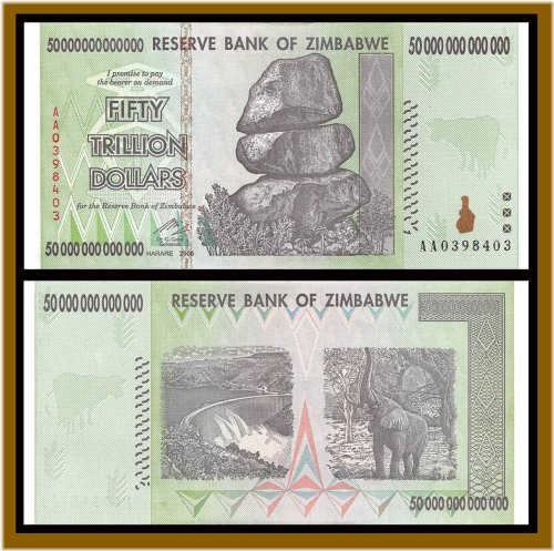 Zimbabwean Trillion Dollar Banknote, AA 2008