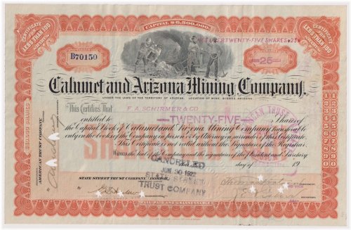 Copper Canyon Stock Certificate