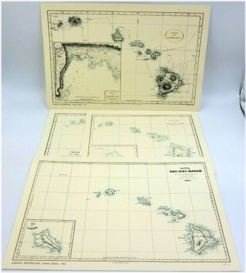 Hawaiian Island Map Collection by Lahaina PrintSellers