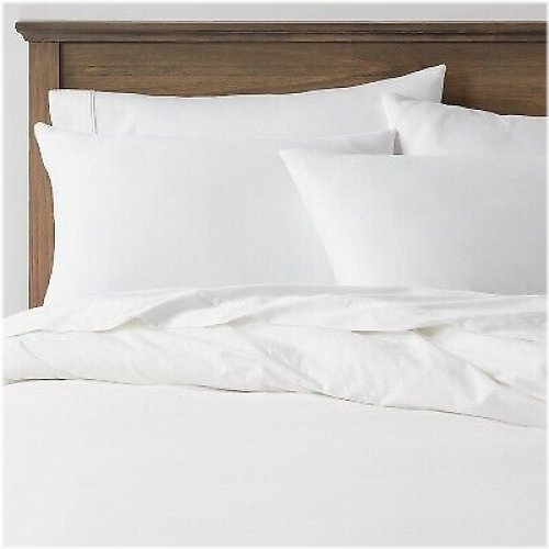 Crisp White Cotton Sateen Duvet & Sham Set