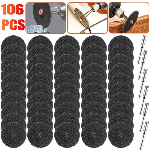 FiberCut Rotary Wheels Set - 106pcs of 1/8in Reinforced Cutting Discs for Metalworking