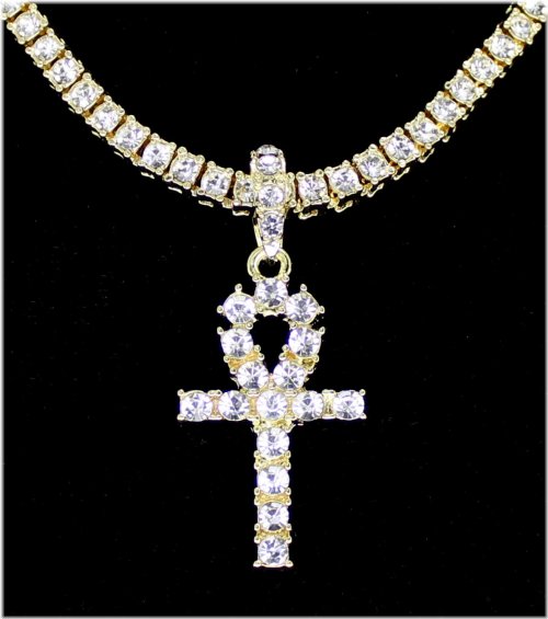 Ankh CZ Pendant Medallion Set