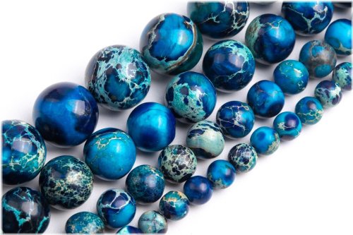 Imperial Jasper Round Beads - Deep Blue Sea Sediment