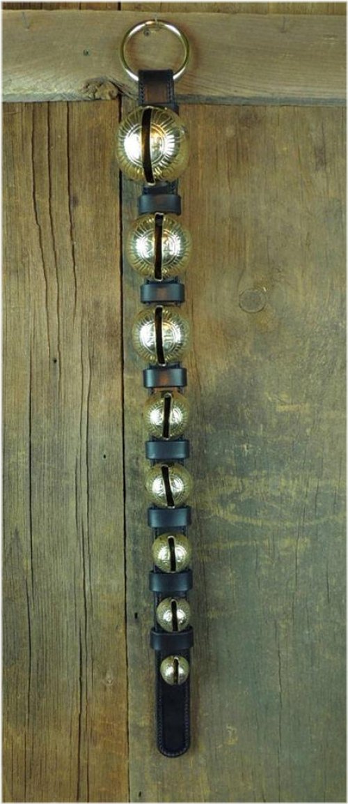 Sleigh Bell Door Hanger with Leather Strap - Handmade by Amish Craftsmen