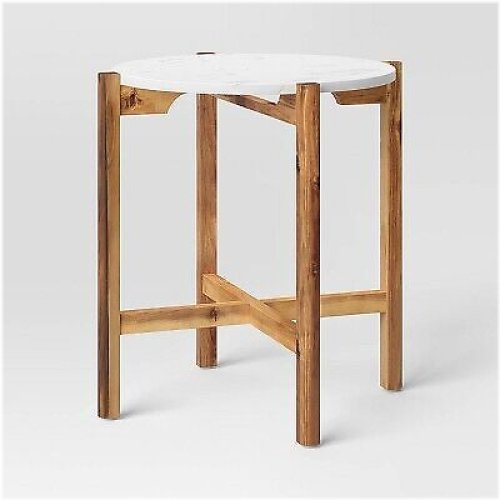 Natural Wood and Marble Accent Table by Threshold
