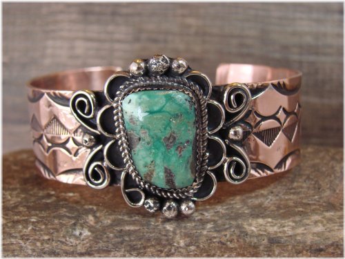 Copper & Turquoise Navajo Bracelet by Jackie Cleveland