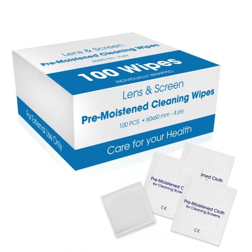 ClearView Wipes - 100 Pack Moistened Cleaning Cloths for Screens and Lenses