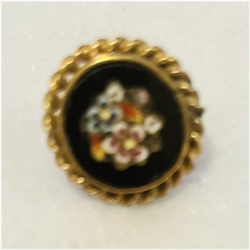 Rope Border Micro Mosaic Button with Flowers
