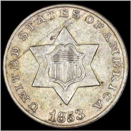 1853 AU Type 1 Silver 3 Cent Coin - Trusted Rarity