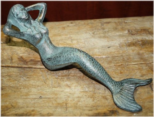 Green Cast Iron Mermaid Doorstop