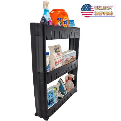 Narrow Space-Saving Mobile Shelving Cart