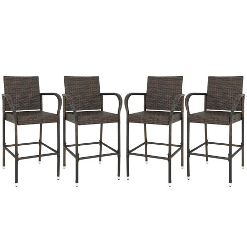 Wicker Barstool Set in Brown