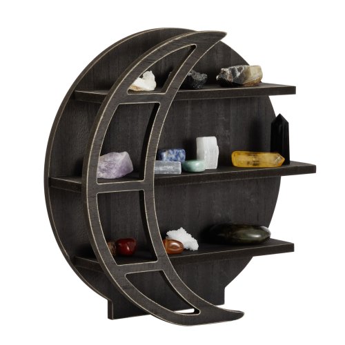 Rustic Wood Crystal Display Shelf