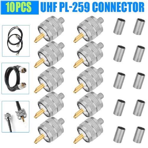 Precision Crimp Connectors for High-Quality Coaxial Wiring - Set of 10