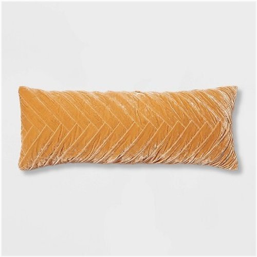 Golden Luxe Velvet Pleated Throw Pillow