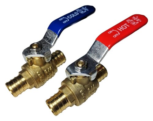 Brass PEX Ball Valves - Hot and Cold (Set of 2)