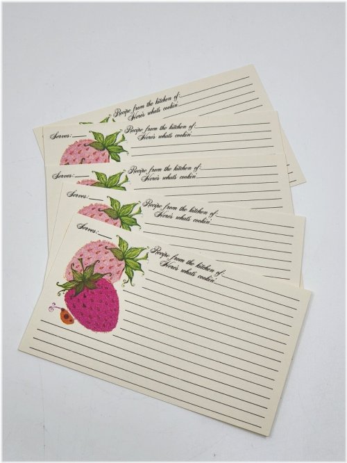 Berrylicious Recipe Collection: Set of 5 Vintage Strawberry Spree Cards