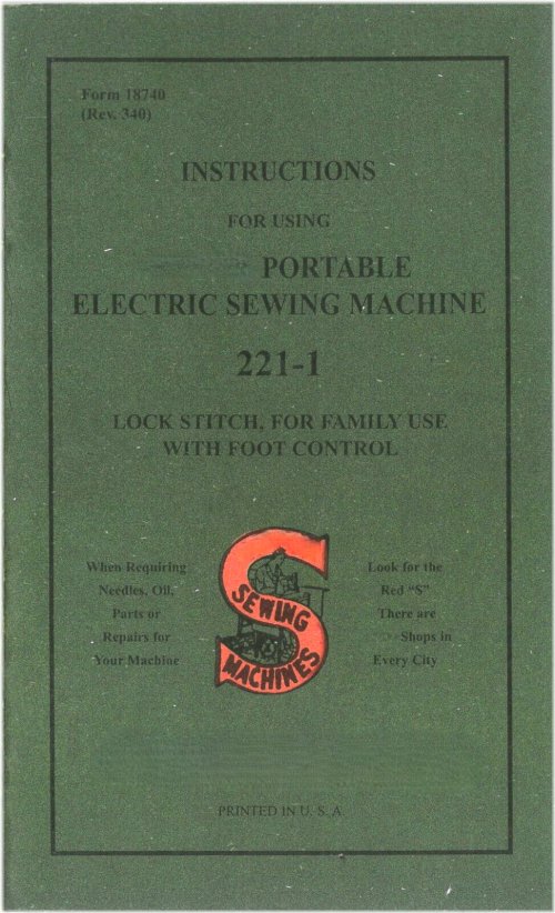 Sewing Machine Manual: Singer Featherweight 221-1 Feather Weight