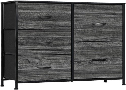 Midnight Oak 5-Drawer Storage Tower