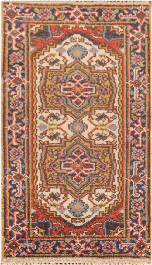 Ivory Navy Hand-knotted Serapi Rug