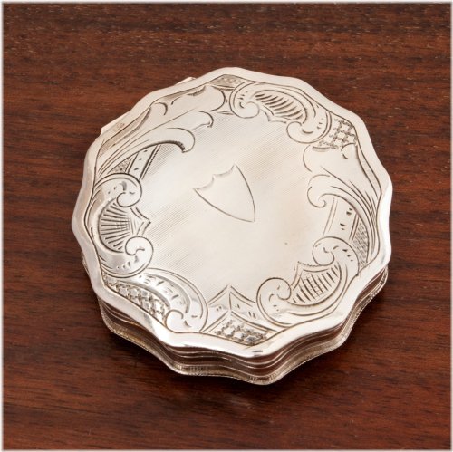 Antique Dutch Silver Snuff Box with Shield and Scroll Design
