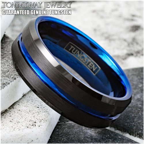 Midnight Blue Tungsten Carbide Men's Ring