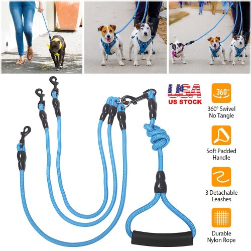 Triple Pet Coupler Leash with Handle