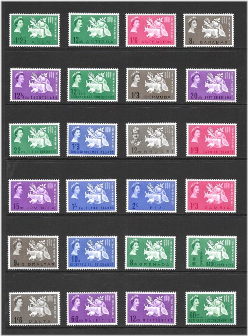Freedom From Hunger 1963 Mint Never Hinged Set - Complete Collection (37 Stamps)