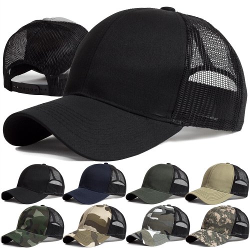 Solid Snapback Baseball Cap with Mesh Back