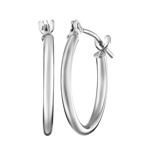 White Gold Polished Hoop Earrings