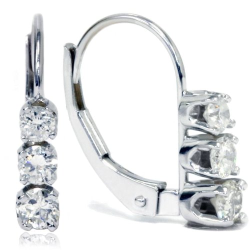 Diamond Trio Lever Back Earrings