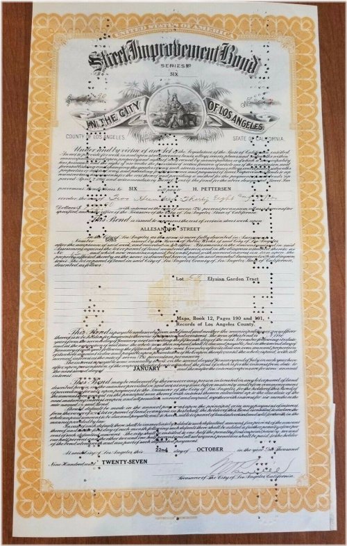 City Improvement Bond Certificate