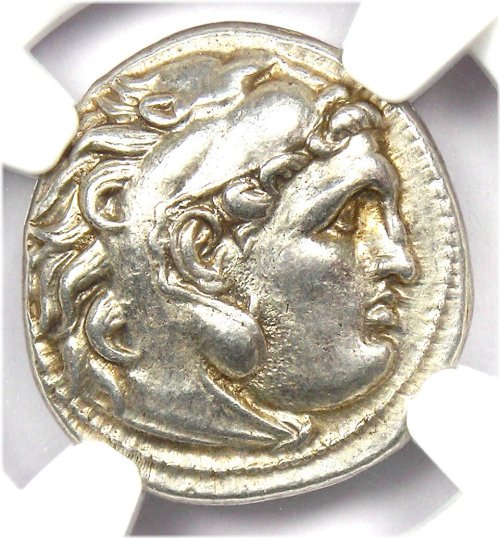 Lysimachus Alexander Thrace Drachm 305-281 BC - NGC AU - 5/5 Strike