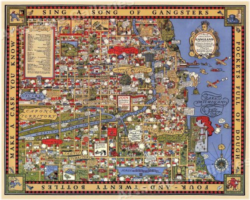 Chicago Underworld Map - Vintage Style Wall Decor