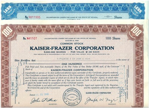 Vintage Automobile Certificate Set