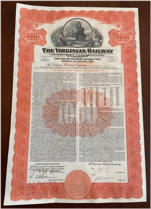 Virginian Railway Company Historical Bond Certificate