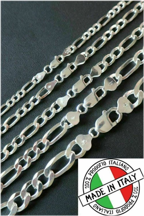 Sterling Figaro Chain and Bracelet Set