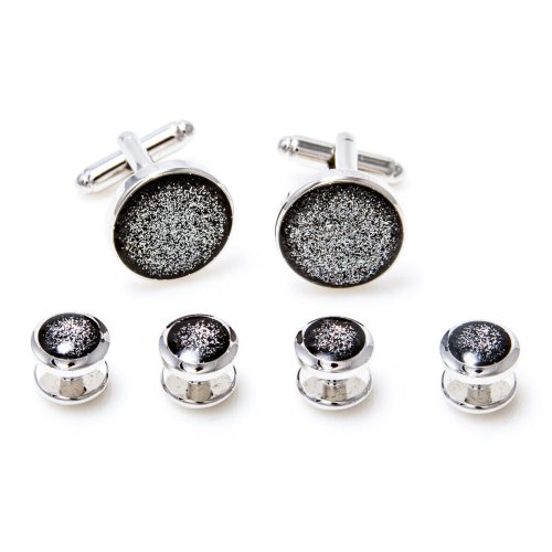 Black Diamond Dust Cufflinks and Studs Set by MRCUFF