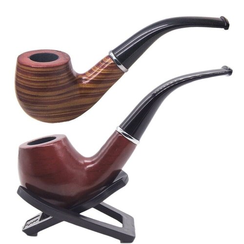 Enchased Wood Smoking Pipe Set