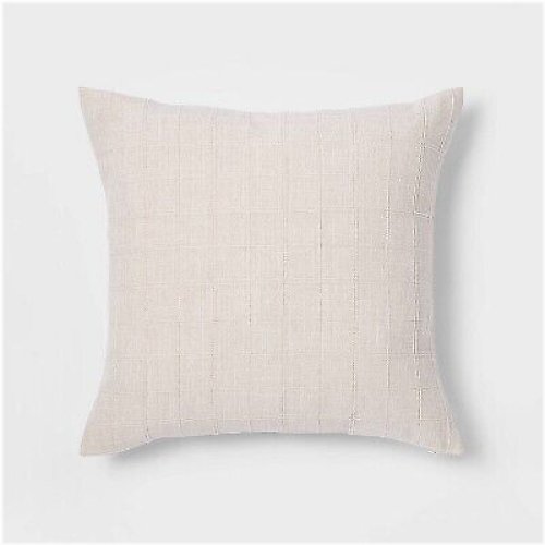 Cozy Windowpane Cream Throw Pillow